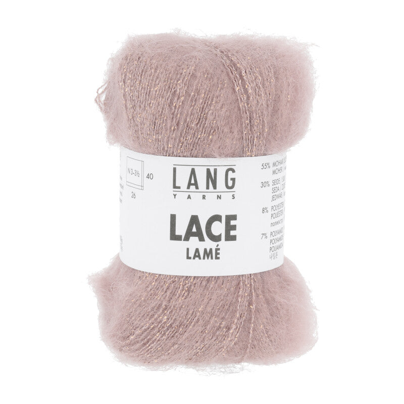 Lang Yarns Lace Lamé – 25g / 310m – Dusky Pink (0048)