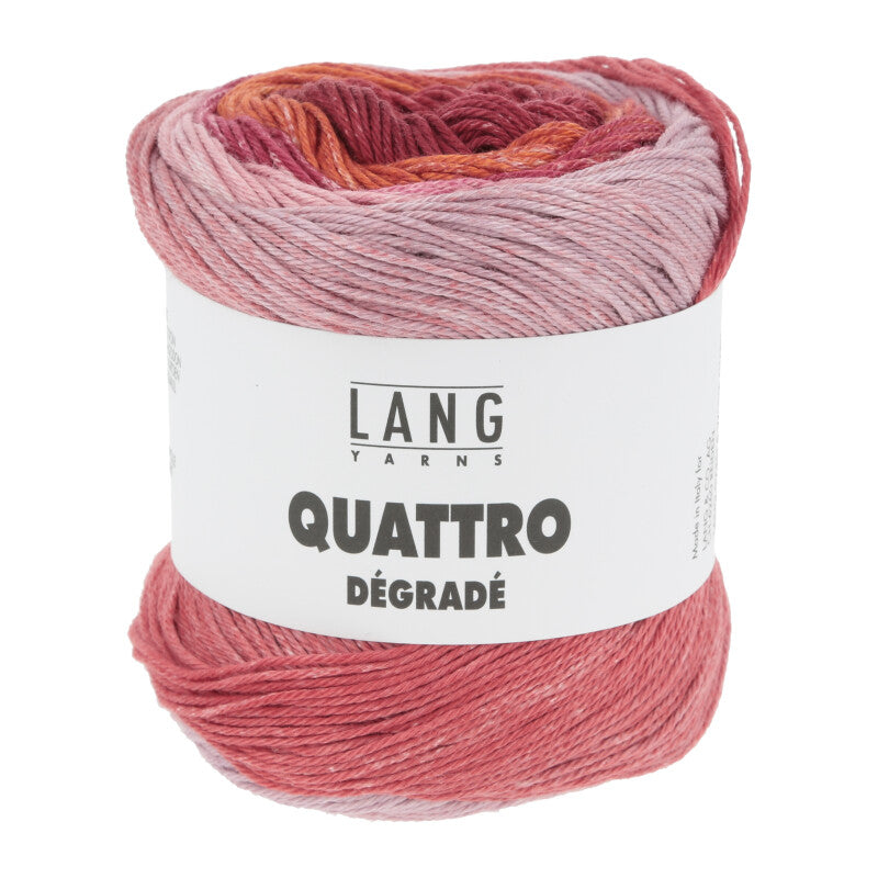 Lang Yarns Quattro Dégradé – 100g / 240m – Fuchsia/Red/Rose (0002)