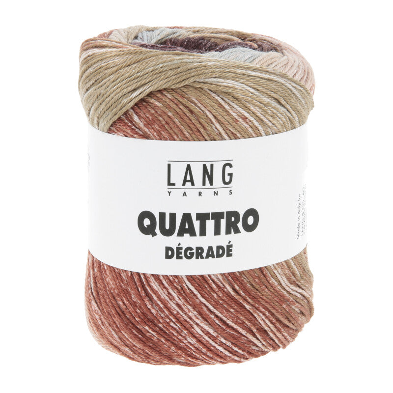 Lang Yarns Quattro Dégradé – 100g / 240m – Olive/Brown/Ciel (0017)