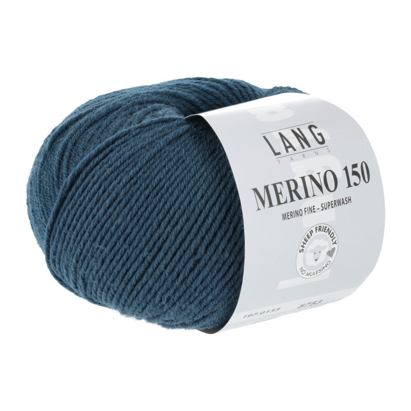 Lang Yarns Merino 150 Yarn, 150m / 50g – Steel Blue (0133)