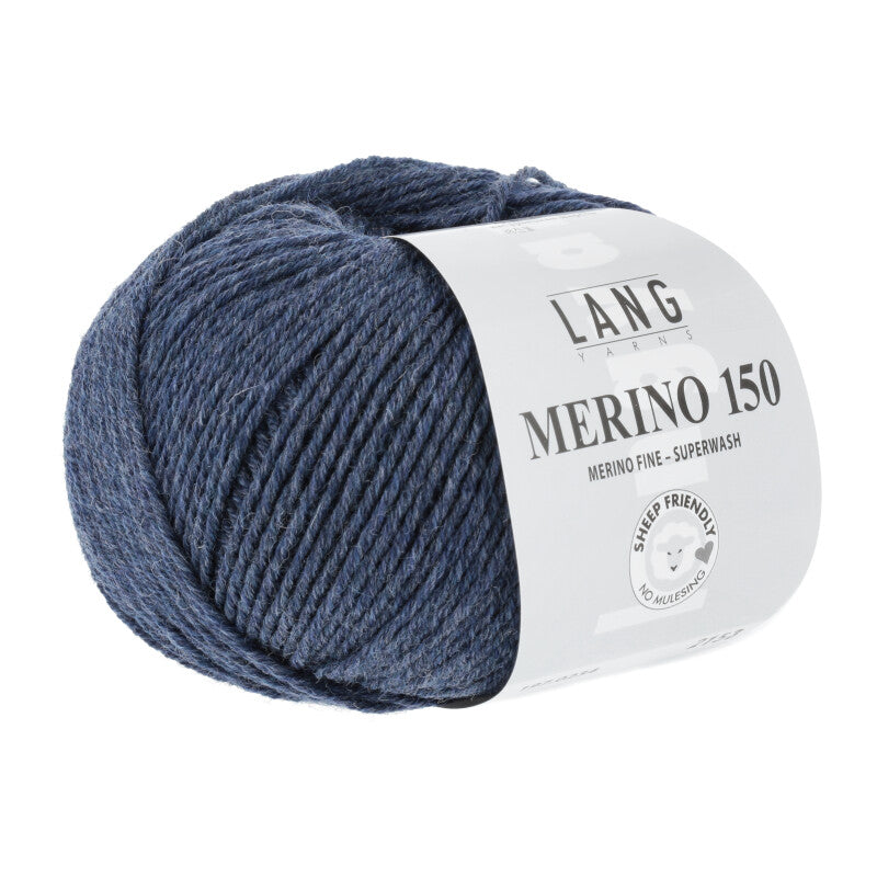 Lang Yarns Merino 150 Yarn, 150m / 50g – Dark Jeans Mélange (0234)