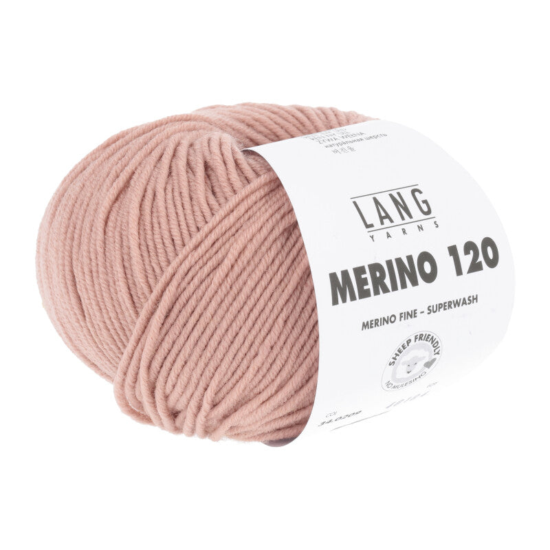 Lang Yarns Merino 120 Yarn, 120m / 50g – Pink Powder (0209)