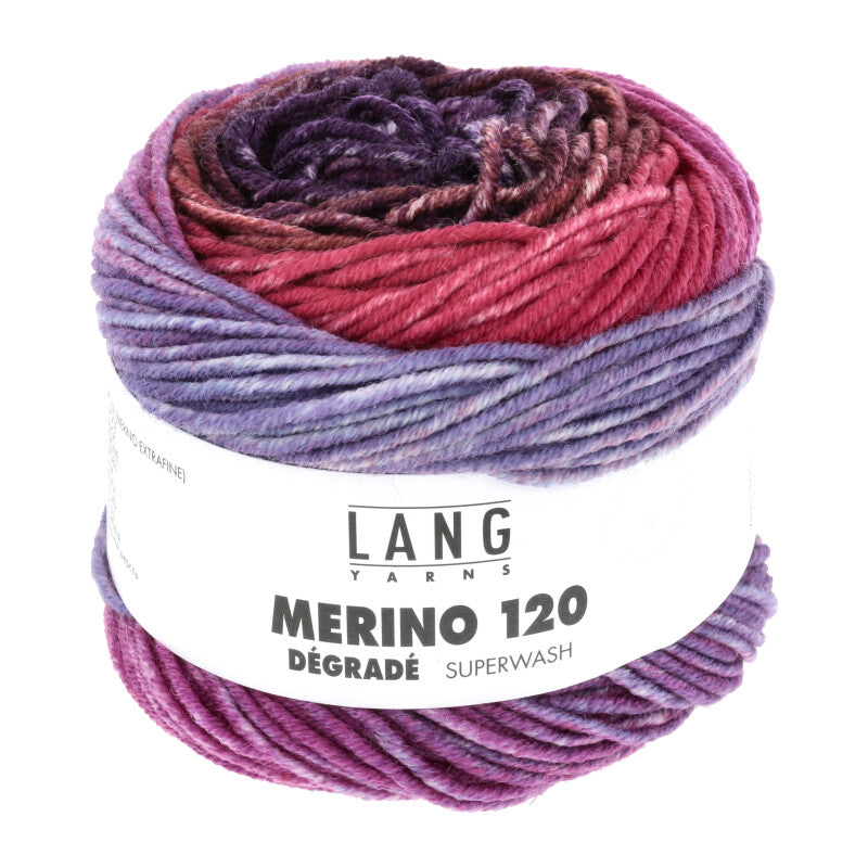 Lang Yarns Merino 120 Dégradé – 50g / 120m – Red/Purple (0004)