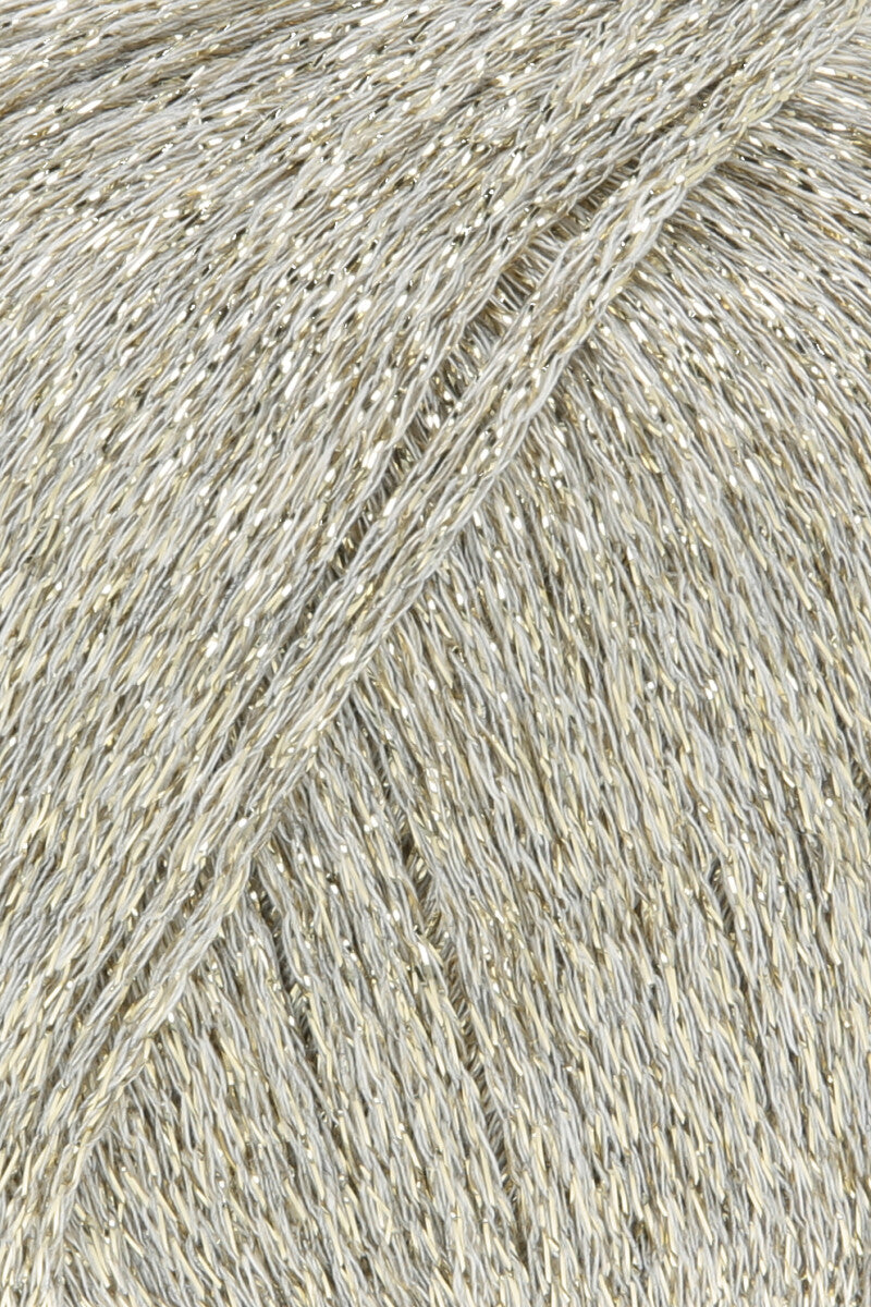 Lang Yarns Lamé Soft – 50g / 190m – Offwhite/Gold (0094) – detail