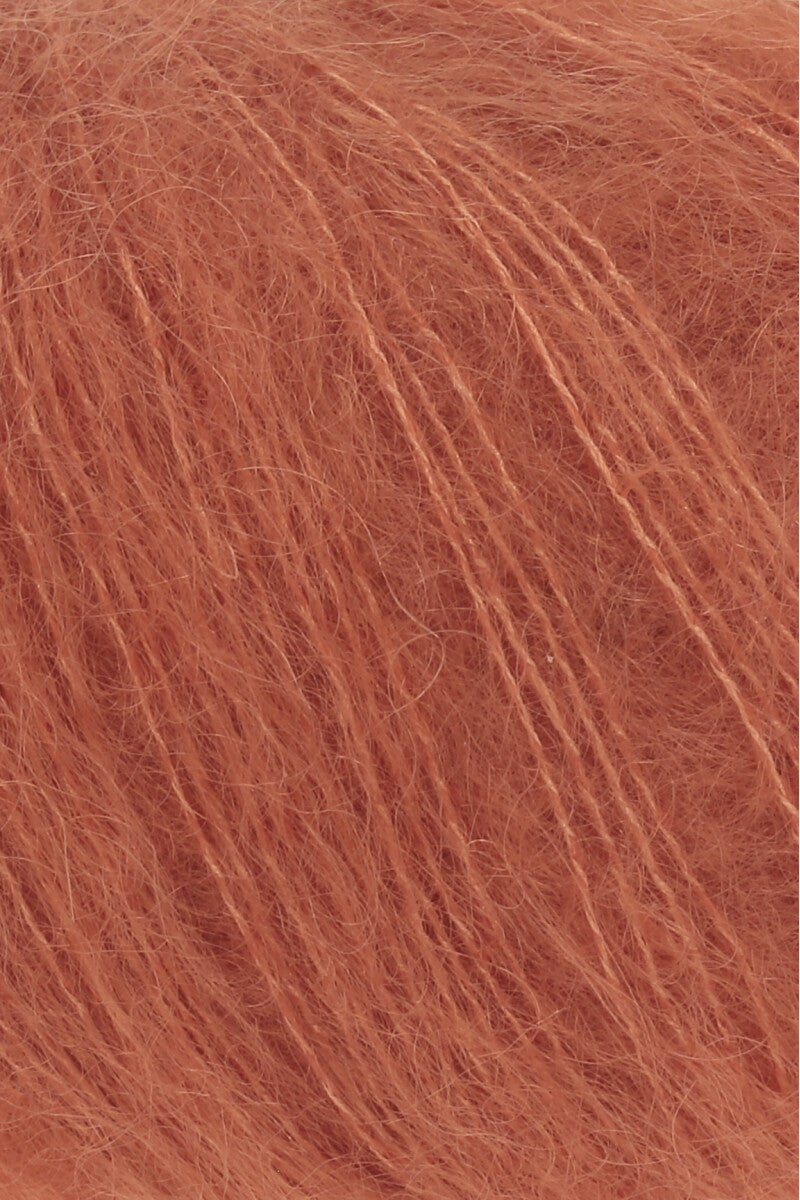 Lang Yarns Mohair Luxe Yarn, 175m / 25g – Dark Orange (0075), yarn texture