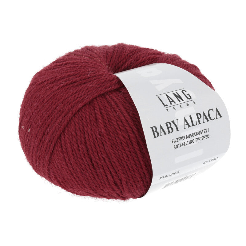 Lang Yarns Baby Alpaca Yarn, 170m / 50g – Red (0060)