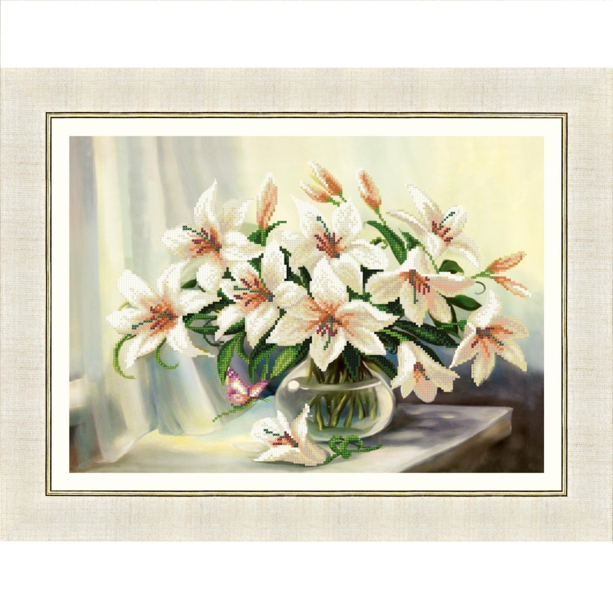 Beadwork kit Tender summer Bead Embroidery on Printed Cloth