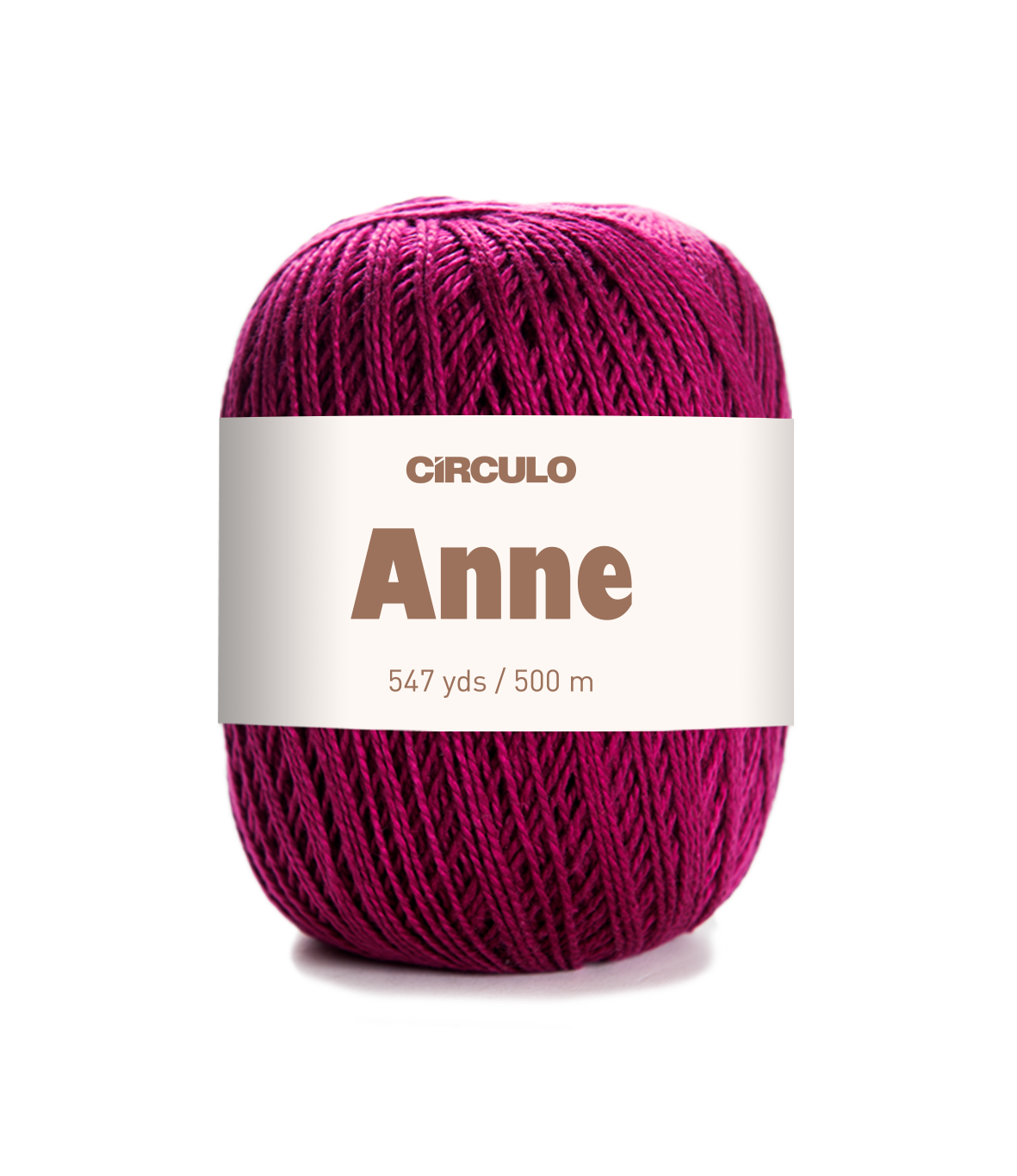 Circulo ANNE - 100% mercerized Cotton Yarn, 500m / 147g - Ball of pink yarn with a 'Circulo Anne' label on a white background