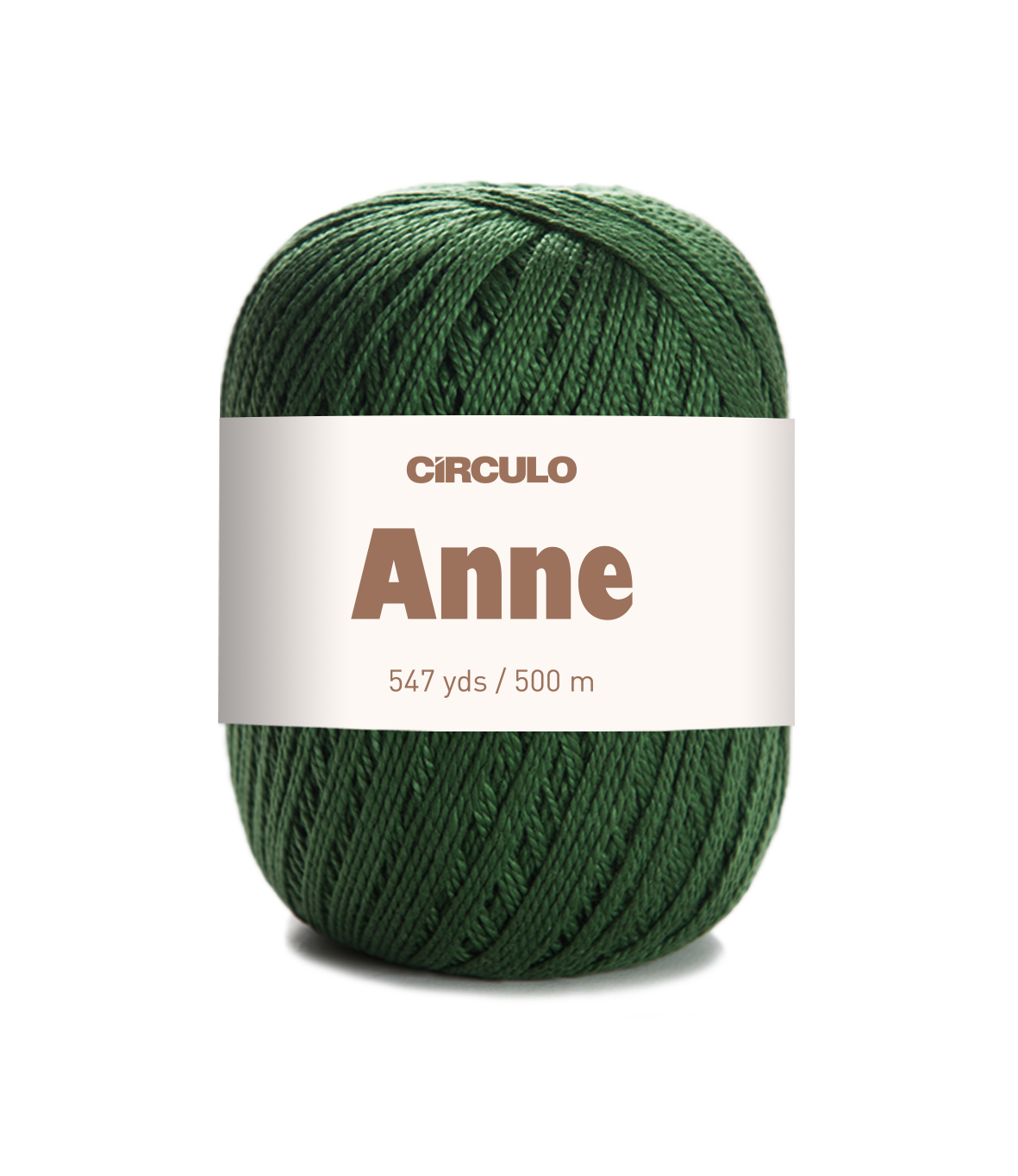 Circulo ANNE - 100% mercerized Cotton Yarn, 500m / 147g - Green ball of yarn with 'Circulo Anne' label on a white background