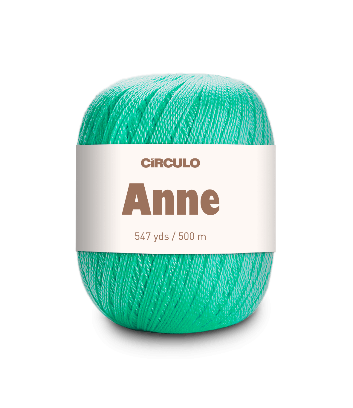 Circulo ANNE - 100% mercerized Cotton Yarn, 500m / 147g - Turquoise yarn ball with 'Circulo Anne' label on a white background