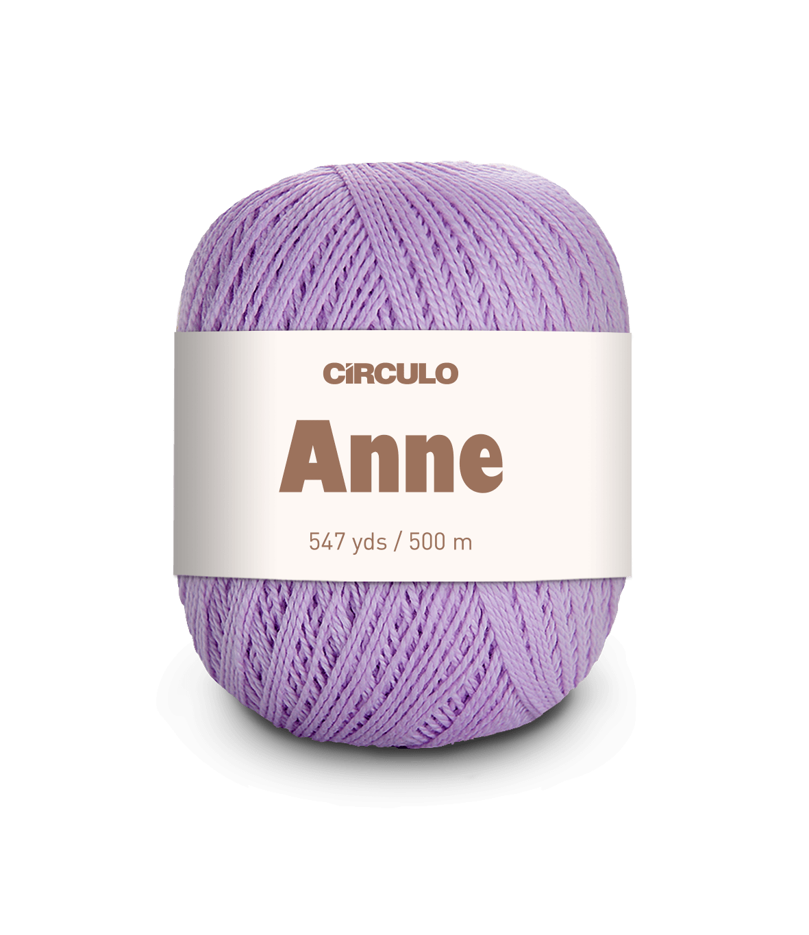 Circulo ANNE - 100% mercerized Cotton Yarn, 500m / 147g - Ball of purple yarn with a 'Circulo Anne' label on a white background