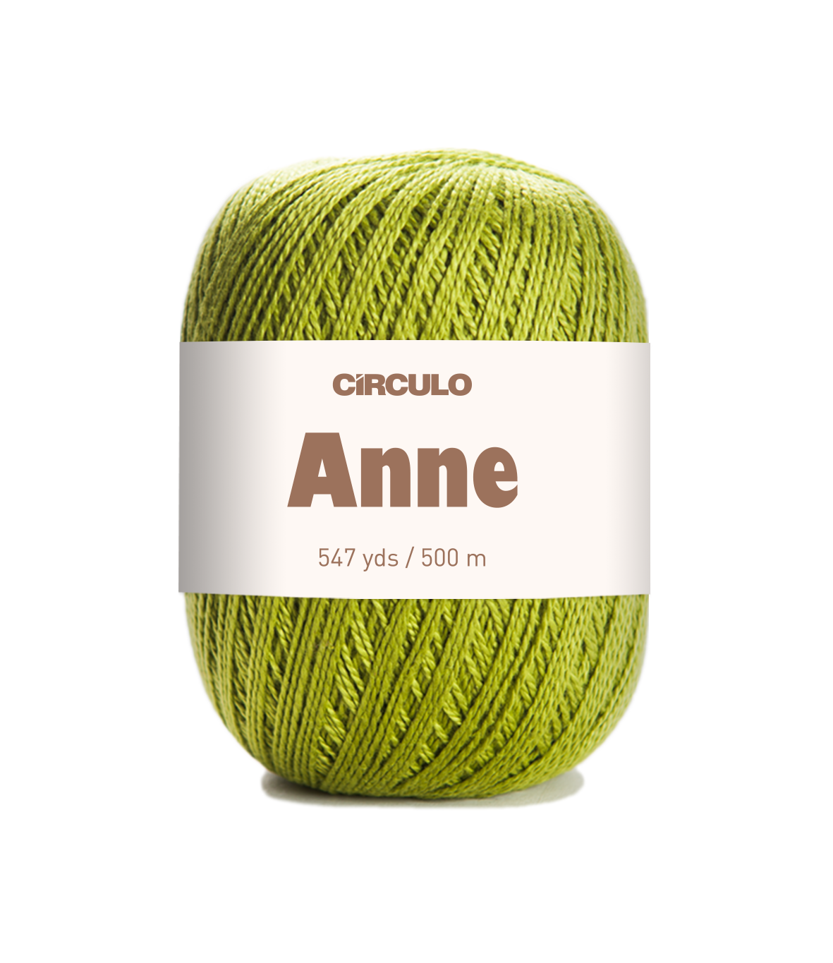 Circulo ANNE - 100% mercerized Cotton Yarn, 500m / 147g - Green ball of yarn with 'Circulo Anne' label on a white background