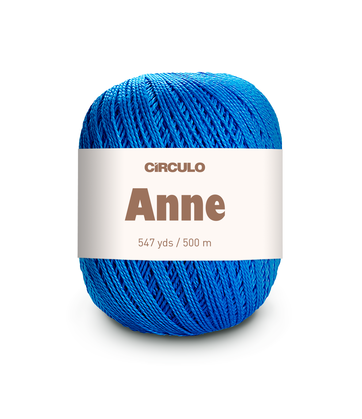 Circulo ANNE - 100% mercerized Cotton Yarn, 500m / 147g - Blue ball of yarn with 'Circulo Anne' label on a white background