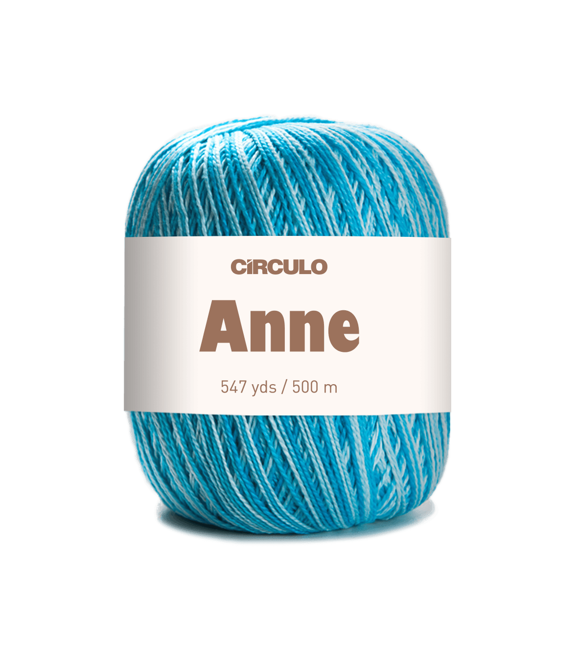 Circulo ANNE - 100% mercerized Cotton Yarn, 500m / 147g - Blue yarn ball with 'Circulo Anne' label on a white background