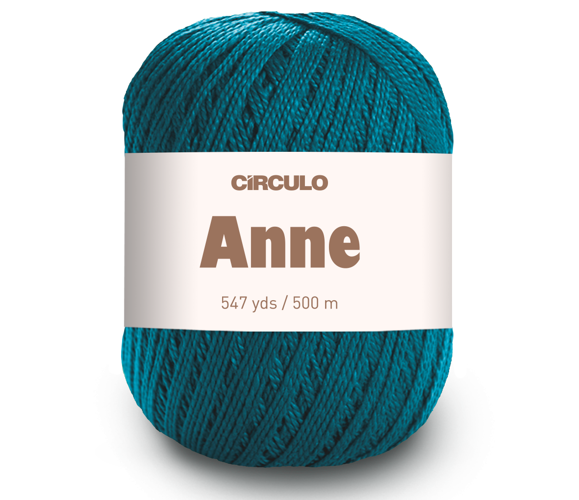 Circulo ANNE - 100% mercerized Cotton Yarn, 500m / 147g - A skein of teal yarn with a white paper label on a clean white background.