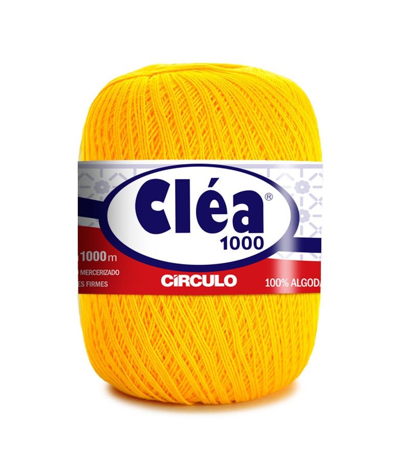 Circulo Clea 100% Cotton Yarn, 1000m/151 gr - Yellow ball of yarn with Cleá label on a white background