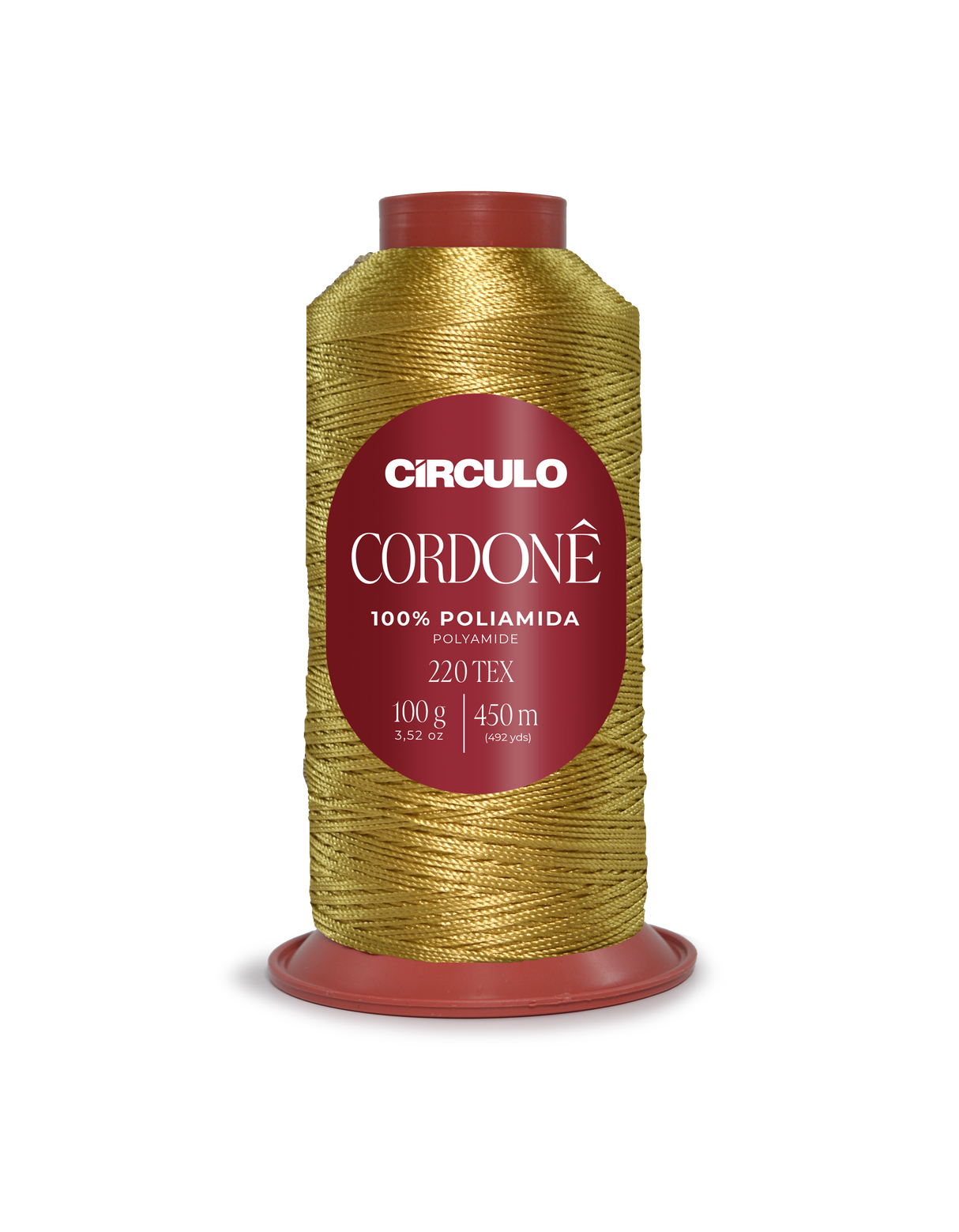 Circulo Cordone 100% Polyamide Crochet Yarn, 450 m / 100 g - Spool of Circulo Cordoné thread on a white background
