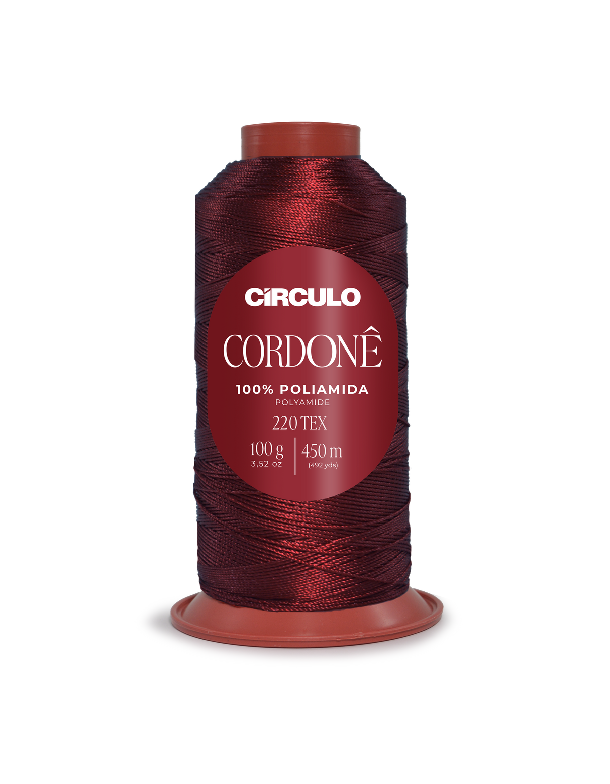 Circulo Cordone 100% Polyamide Crochet Yarn, 450 m / 100 g - Circulo Cordoné spool of thread on a white background