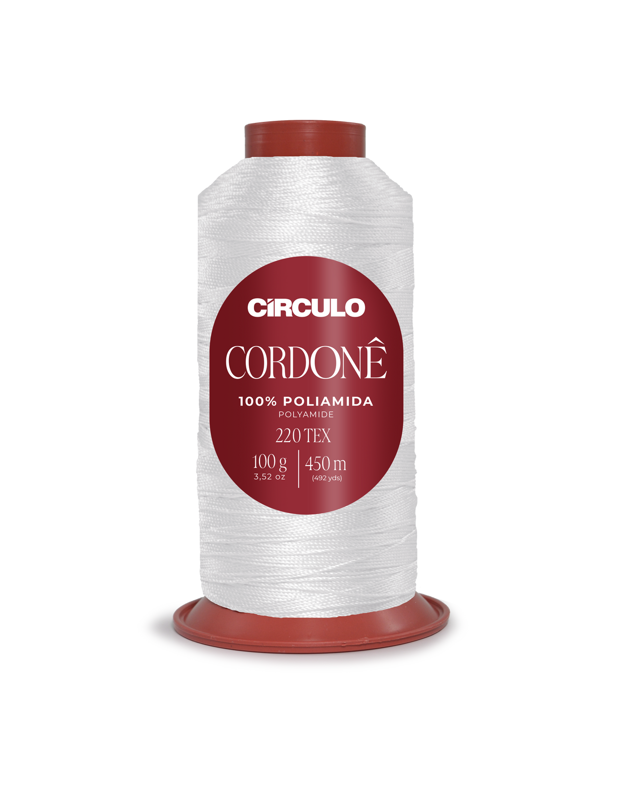 Circulo Cordone 100% Polyamide Crochet Yarn, 450 m / 100 g - Spool of Circulo brand thread on a white background