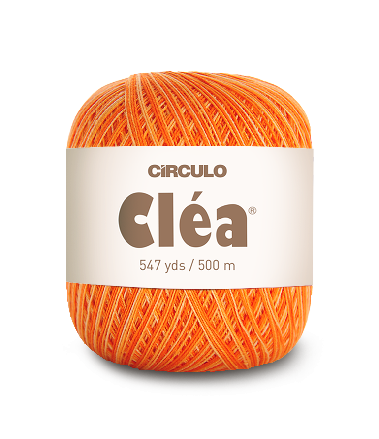 Circulo Clea 100% Cotton Yarn for Crochet and Knitting, 500m/75 gr - Leo Hobby - Orange ball of yarn with 'Circulo Clea' label on a white background
