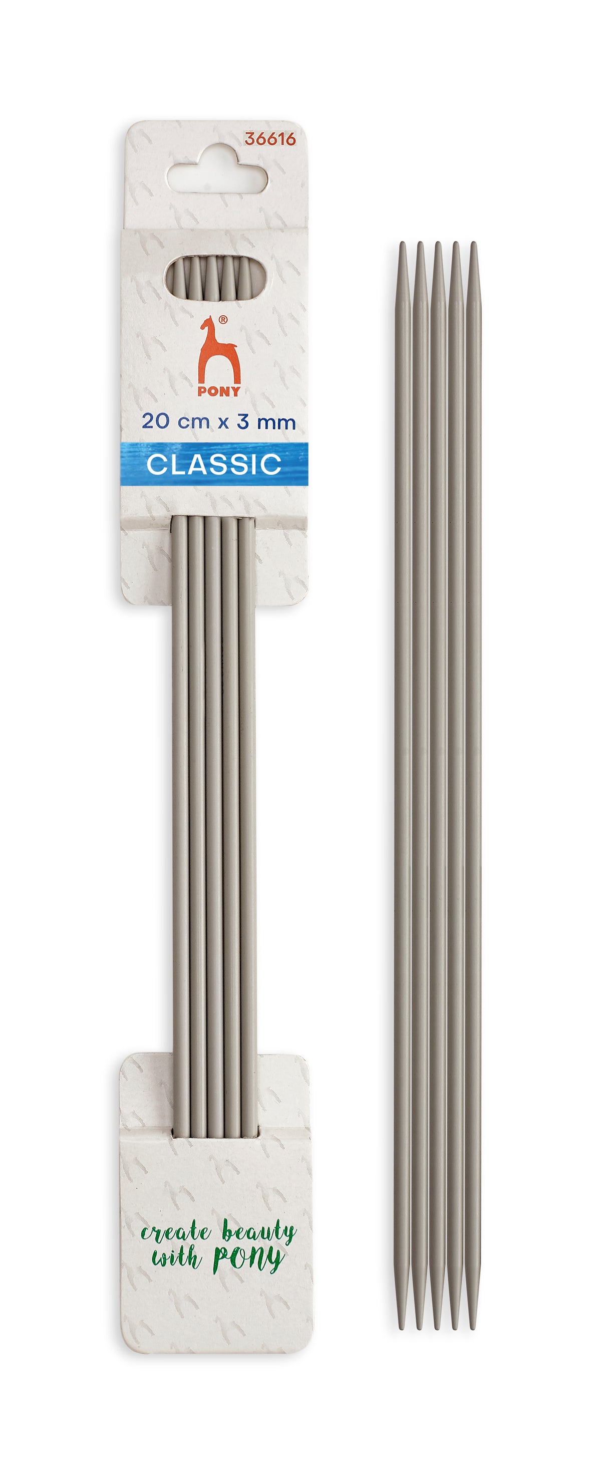 Pony Classic Aluminium Double Pointed Knitting Needles – 20 cm, 20 cm, 3.00 mm