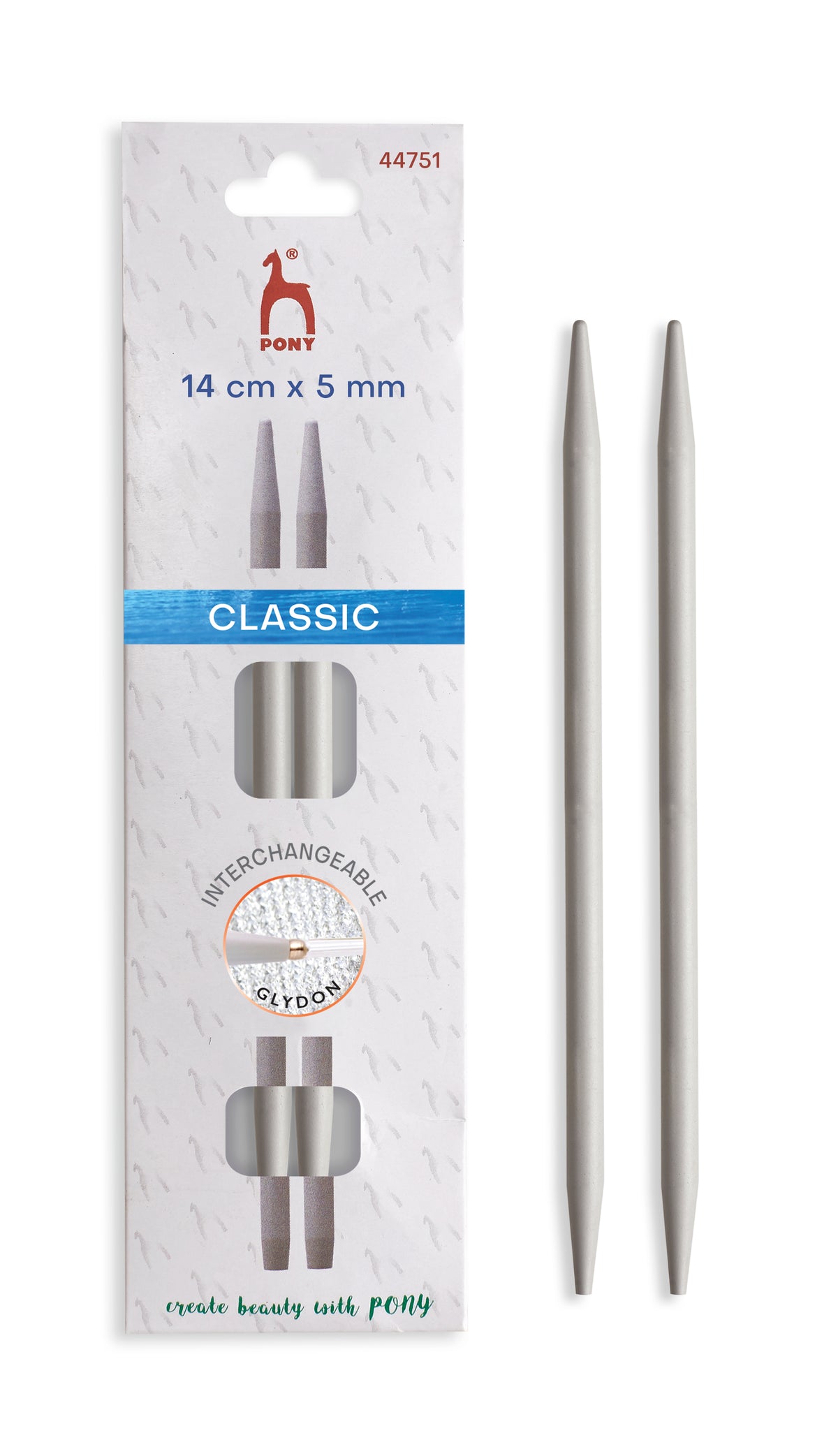 Pony Classic Aluminium Interchangeable Knitting Needle Tips – 10.5 & 14 cm, 14 cm, 5.00 mm