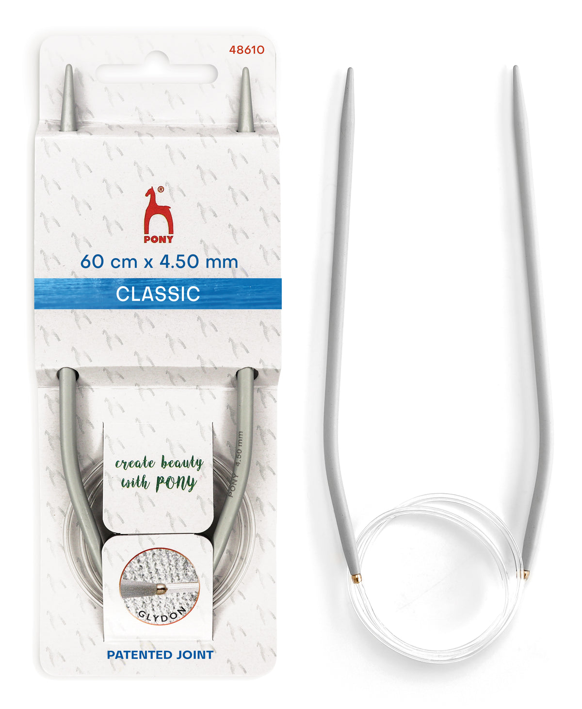 Pony Classic Fixed Circular Knitting Needles – 40, 60, 80 & 100 cm, 60 cm, 4.50 mm