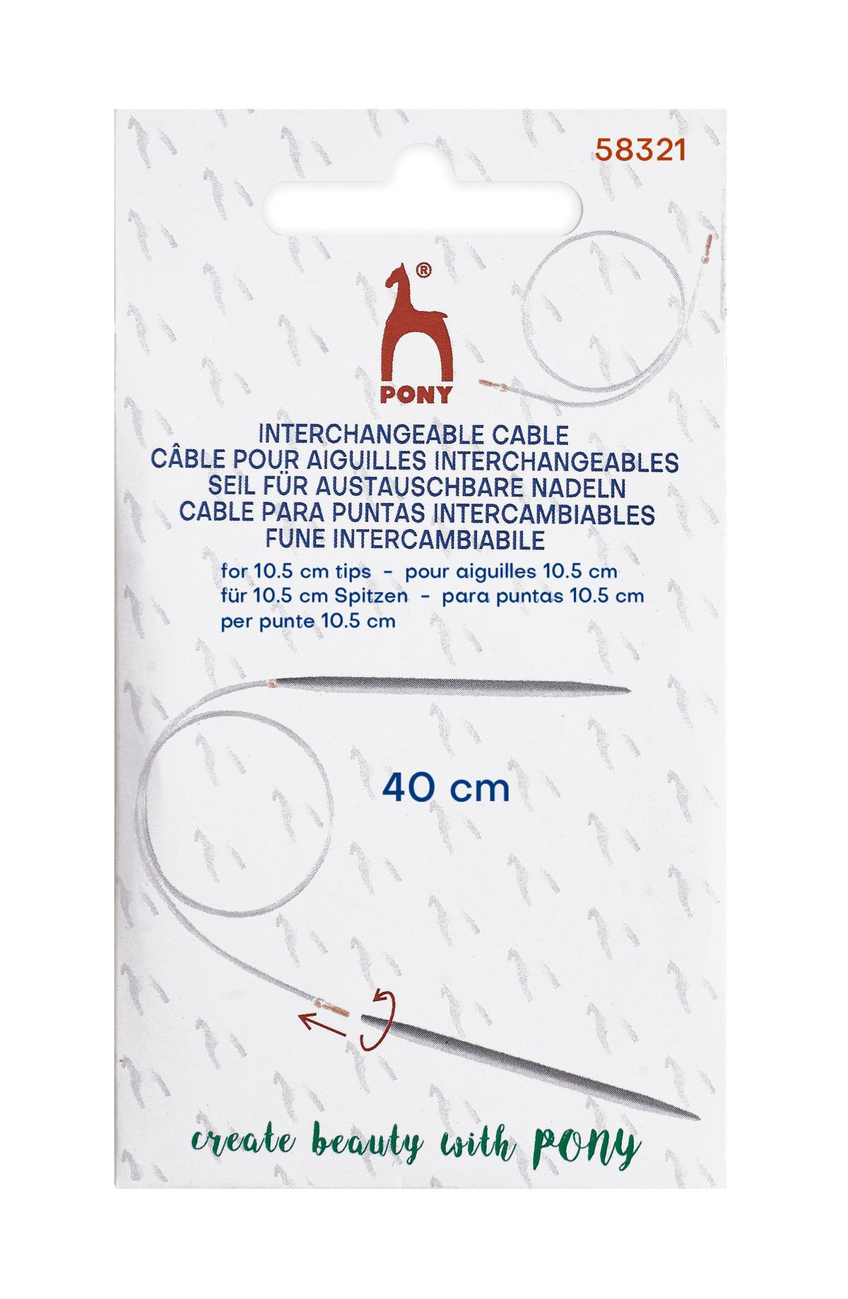 Pony Cables for Interchangeable Knitting Needles, 10.5 cm tips, 40 cm