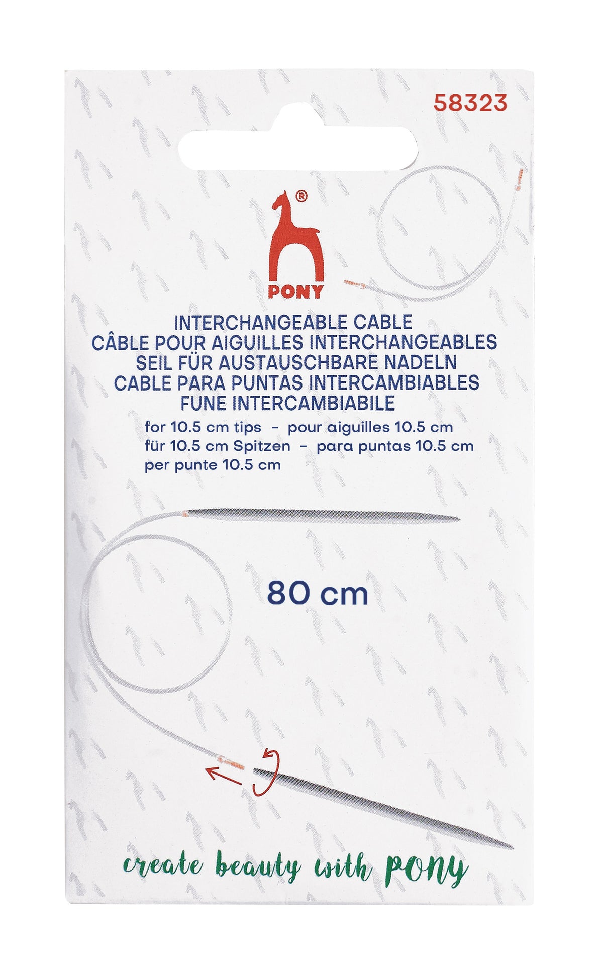 Pony Cables for Interchangeable Knitting Needles, 10.5 cm tips, 80 cm