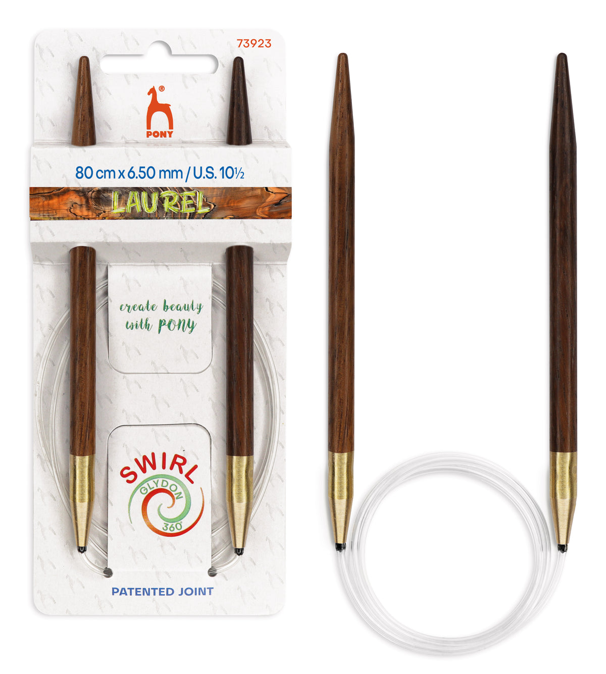 Pony Laurel 360° Glydon Swirl Fixed Circular Knitting Needles – 80 cm, 6.50 mm