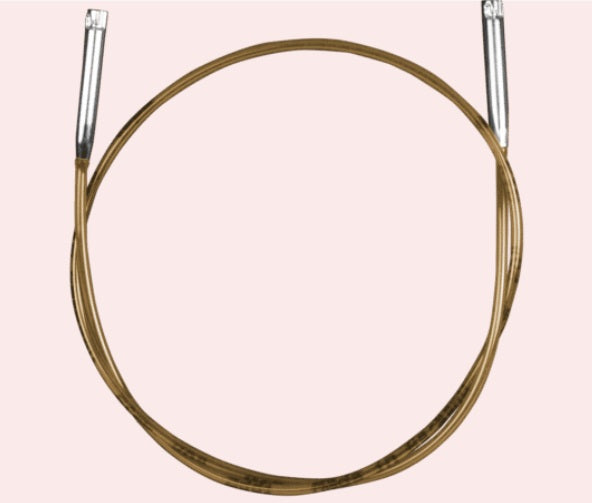 addiClick Basic Cord 60–100 cm | Interchangeable Cable 659-7 - Gold brass cable with metal ends on a pink background