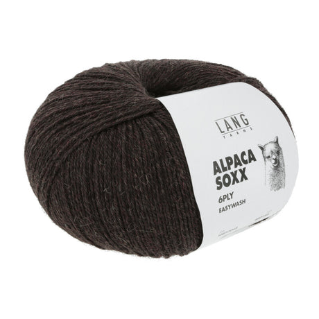 Lang Yarns Alpaca Soxx 6-ply Yarn, 390m / 150g – Dark Brown Mélange (0068)