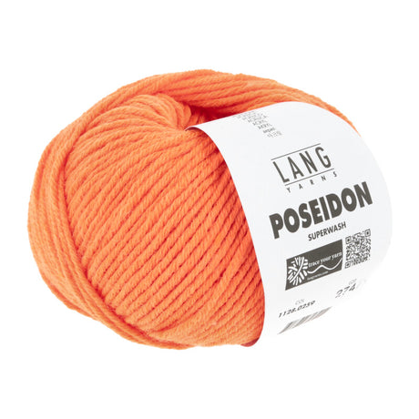 Lang Yarns Poseidon yarn, Orange Neon, colour 0259, ball photograph