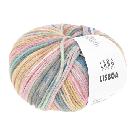 Lang Yarns Lisboa yarn, Rose/Offwhite/Jeans/Salmon Rose, colour 0010, ball photograph