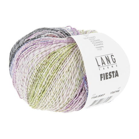 Lang Yarns Fiesta yarn, Red/Lilac/Grey/Light Green, colour 0007, ball photograph