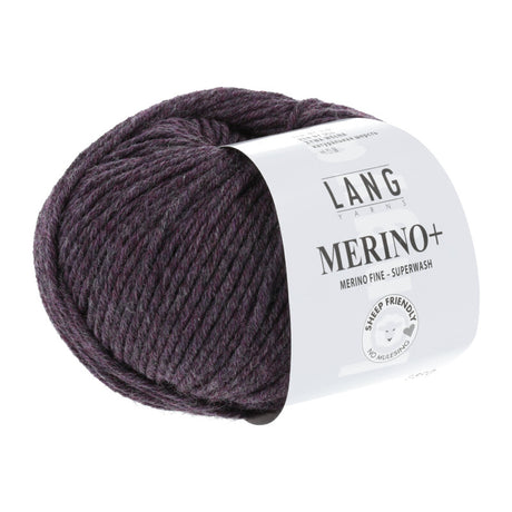 Lang Yarns Merino+ – 50g / 90m – Eggplant Mélange (0380)