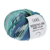 Lang Yarns Merino 200 Bébé Color Yarn, 203m / 50g – Jade/Blue (0373)