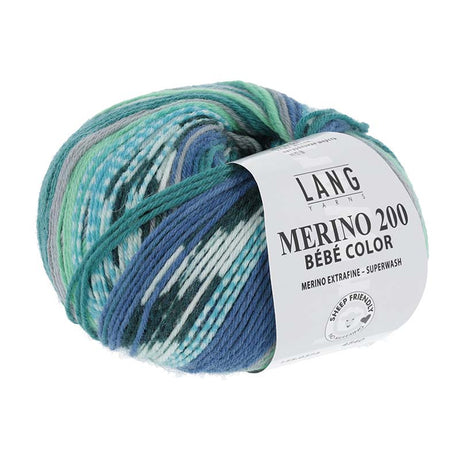 Lang Yarns Merino 200 Bébé Color Yarn, 203m / 50g – Jade/Blue (0373)