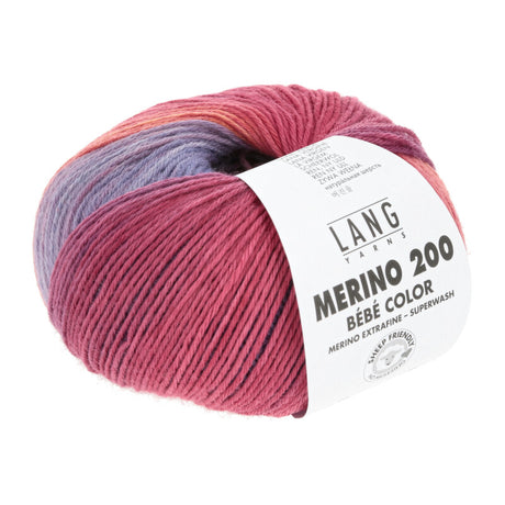 Lang Yarns Merino 200 Bébé Color Yarn, 203m / 50g – Rainbow (0553)