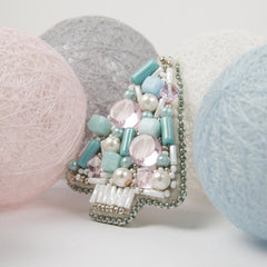 BP-182 Beadwork kit for creating broоch Crystal Art "Blue tree"