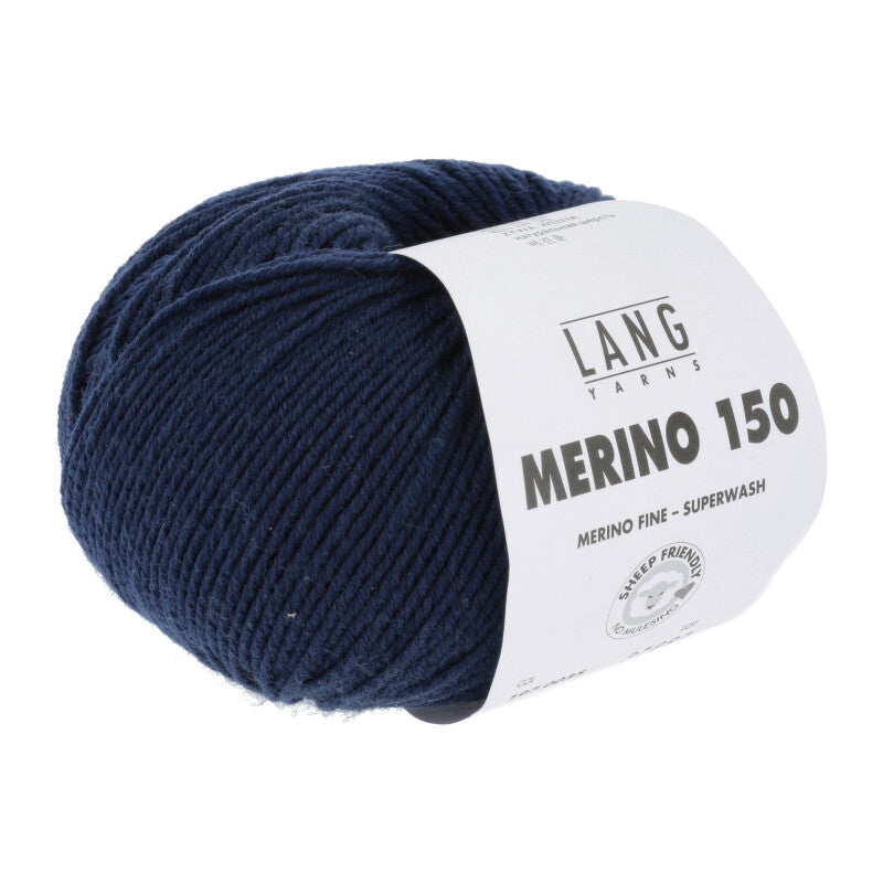 Lang Yarns Merino 150 Yarn, 150m / 50g – Blue Marine (0035)