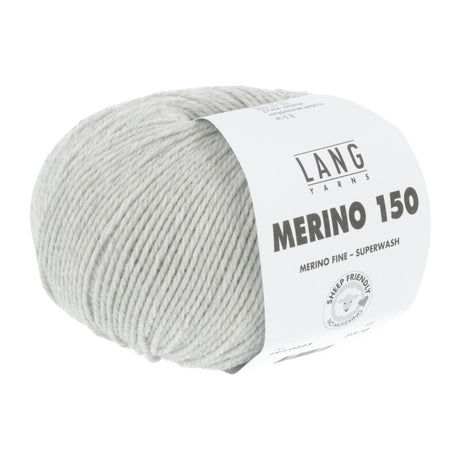 Lang Yarns Merino 150 Yarn, 150m / 50g – Light Grey Mélange (0223)