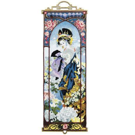 GEISHA WITH CHRYSANTHEMUMS, Counted Cross Stitch Kit