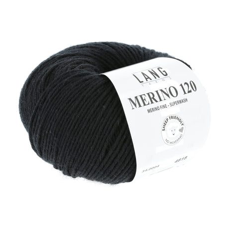 Lang Yarns Merino 120 Yarn, 120m / 50g – Black (0004)