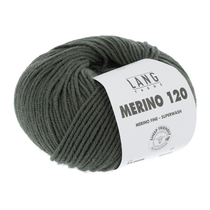 Lang Yarns Merino 120 Yarn, 120m / 50g – Olive (0098)