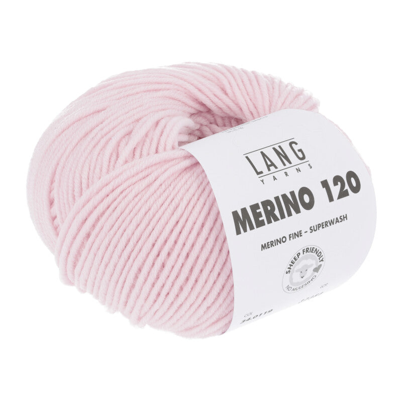 Lang Yarns Merino 120 Yarn, 120m / 50g – Light Rose (0119)