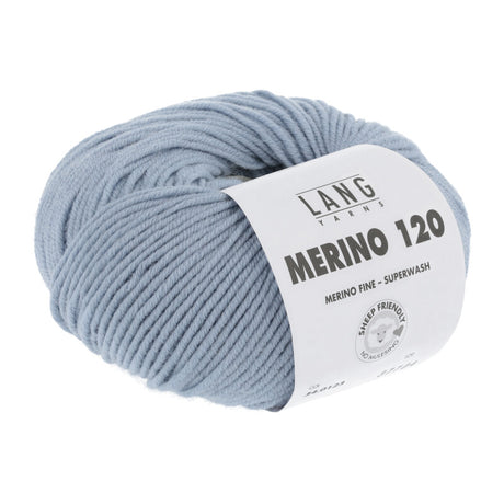 Lang Yarns Merino 120 Yarn, 120m / 50g – Silver Grey (0123)