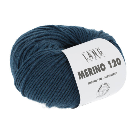 Lang Yarns Merino 120 Yarn, 120m / 50g – Steel Blue (0133)