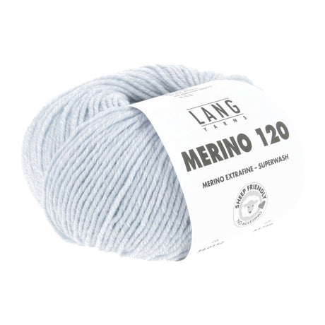 Lang Yarns Merino 120 Yarn, 120m / 50g – Ice Blue/White Mouliné (0152)