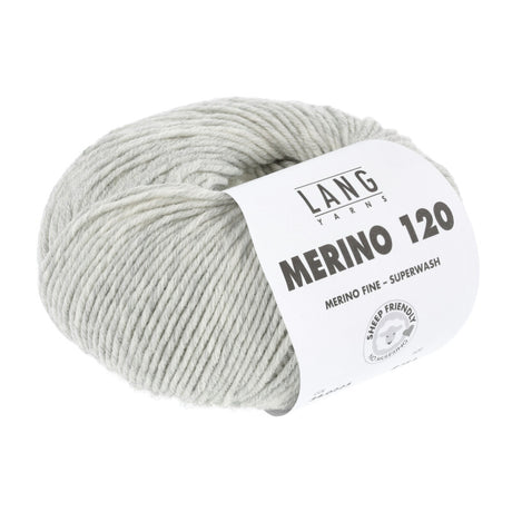 Lang Yarns Merino 120 Yarn, 120m / 50g – Light Grey Mélange (0223)
